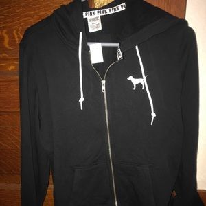 PINK Black Zip Hoodie - Medium - NWT